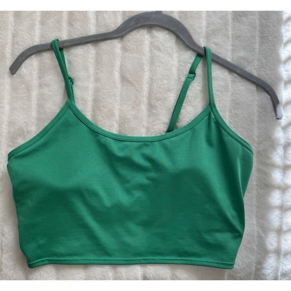 Victorias Secret PINK Active Lined Padded Sports Tank Top Bra Kelly Green M Crop